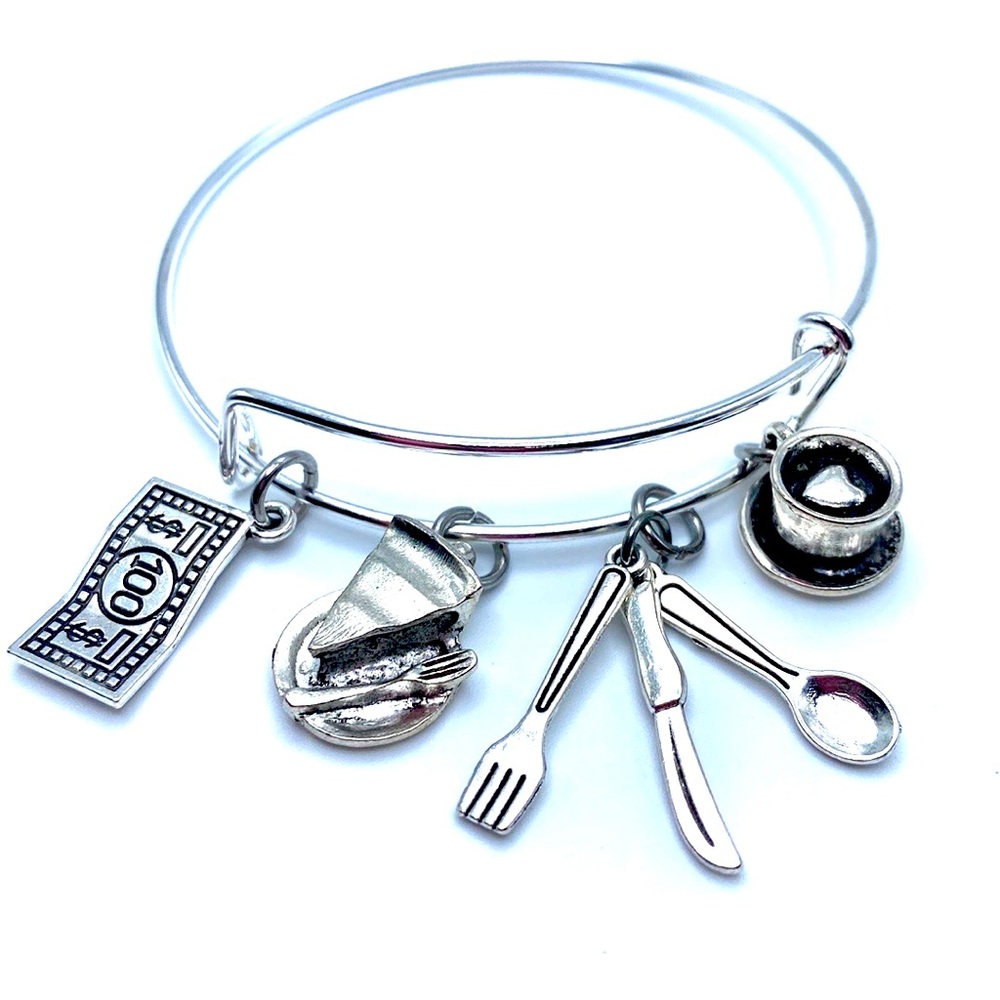 Waitress Bracelet Bangle Charm May Be Personalized Restaurant Themed Cha…